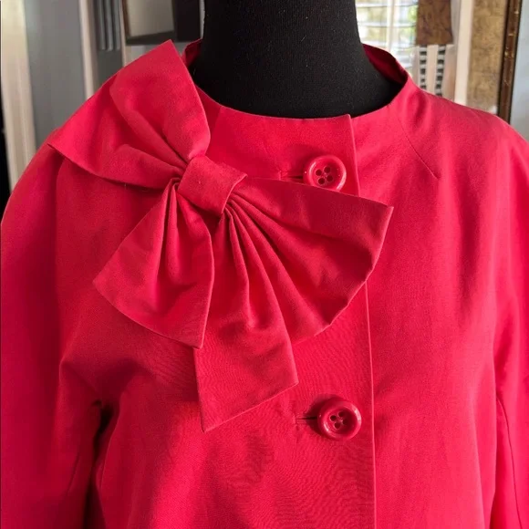 Kate Spade Dorothy Kendall lightweight Salmon Pink Spring jacket Bow coat - Picture 4 of 7